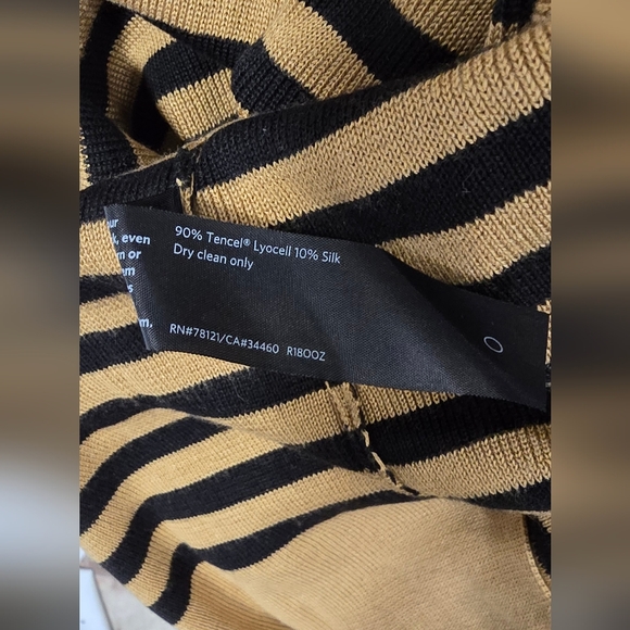 Eileen Fisher women M round neck sweater silk blend preppy striped french career - Picture 11 of 11